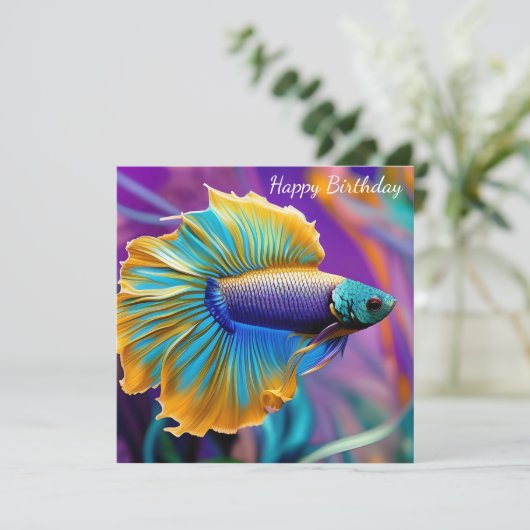 Betta Fish, blauwe paarse gouddag (Staand voorkant)