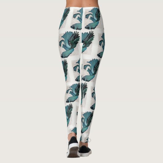 Betta Fish Blauwgroen Green Art Leggings Workout (Achterkant)