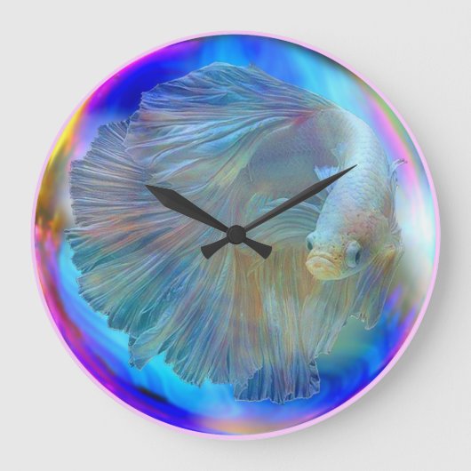 Betta Fish Bowl Wall Clock Grote Klok (Voorkant)