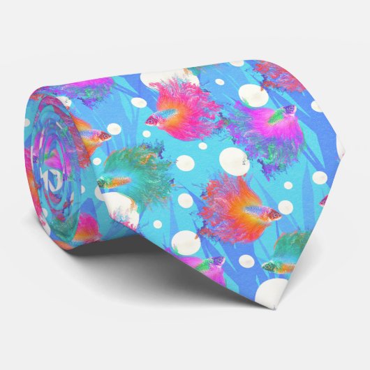 Betta Fish Bubbles Stropdas (Opgerold)