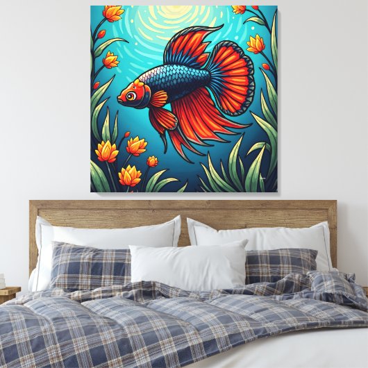 Betta fish canvas afdruk (Insitu (Slaapkamer))