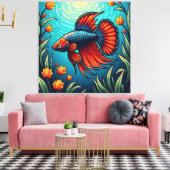 Betta fish canvas afdruk (Insitu (Woonkamer))