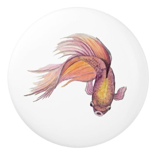 Betta Fish Ceramic Knob. Keramische Knop (Voorkant)