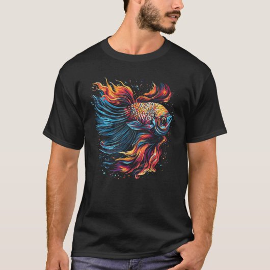 Betta Fish Cool Abstract Kleurrijk T-shirt (Voorkant)