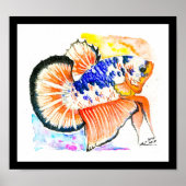 Betta Fish Fancy Snoep Waterverf Art Poster (Voorkant)