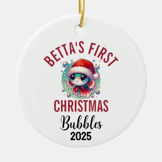 Betta Fish First Christmas 2025 Ceramic Ornament (Voorkant)