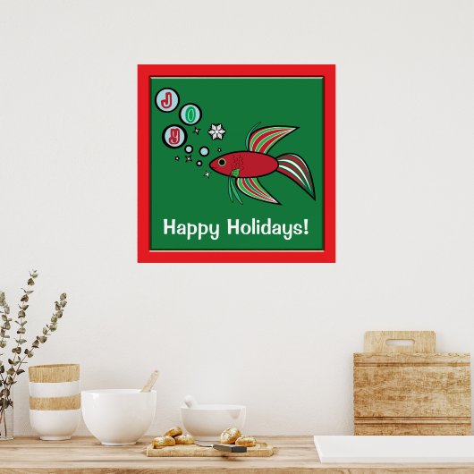 Betta Fish op kerstbubbels uit Joy Poster (Keuken)