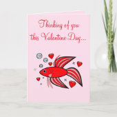 Betta Fish Rood en Roze Valentijn Feestdagen Kaart (Voorkant)