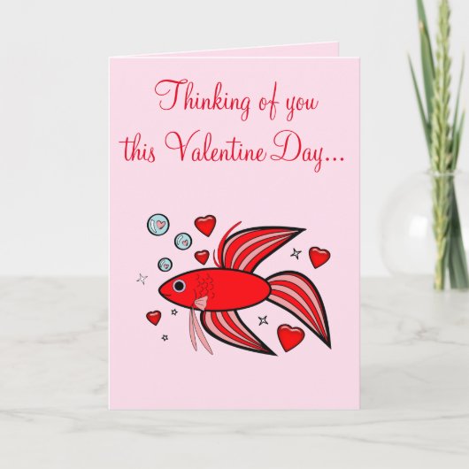 Betta Fish Rood en Roze Valentijn Feestdagen Kaart (Voorkant)