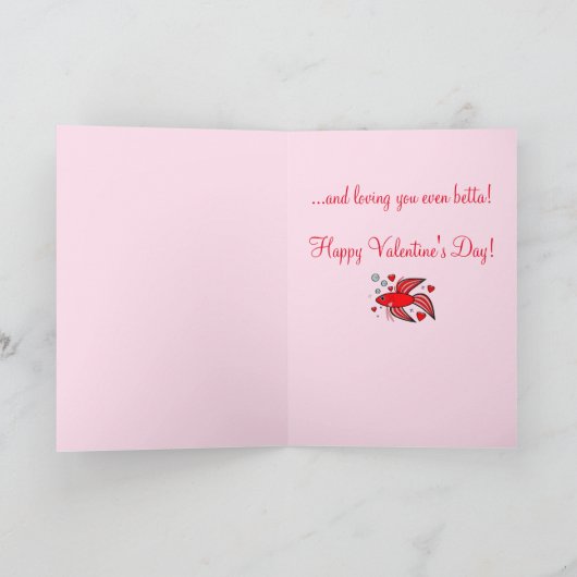 Betta Fish Rood en Roze Valentijn Feestdagen Kaart (Binnen)