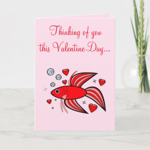 Betta Fish Rood en Roze Valentijn Feestdagen Kaart