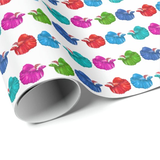 Betta Fish Santas Wrapping Paper Cadeaupapier (Rol Hoek)