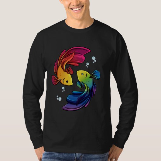 Betta Fish Shirt Rainbow Betta Siamese Vechten Fi (Voorkant)