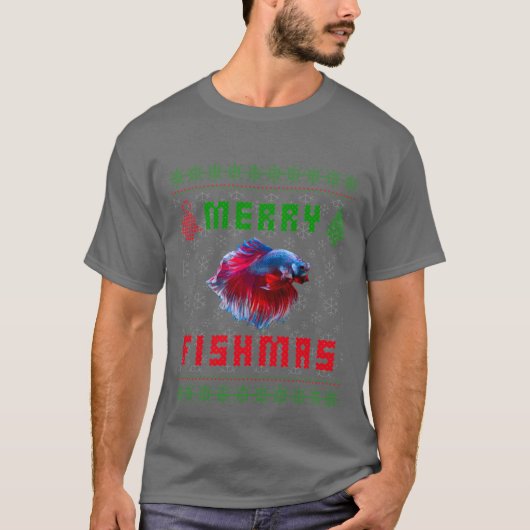 Betta Fish Siamese Fighting Fish Christmas Sweater T-shirt (Voorkant)