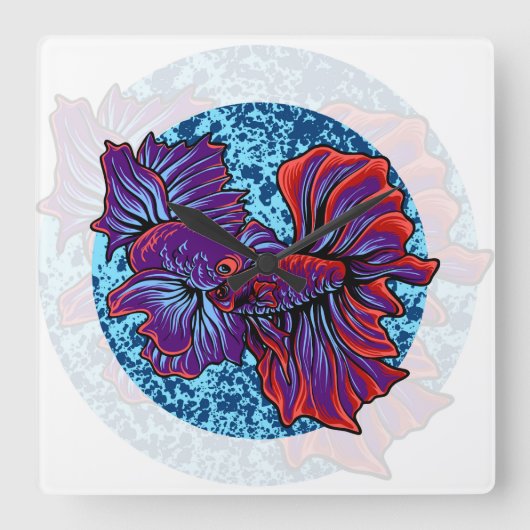 Betta fish vierkante klok (Voorkant)