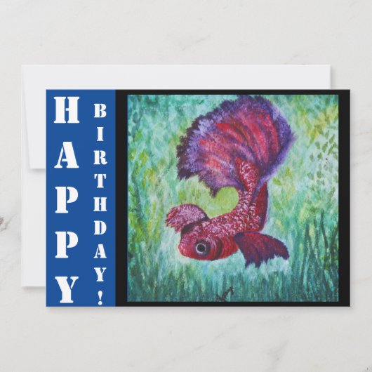 Betta fish watercolor contemporany art kaart (Voorkant)