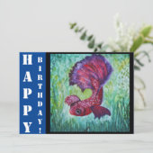 Betta fish watercolor contemporany art kaart (Staand voorkant)