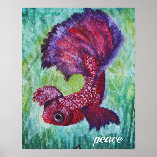 Betta fish watercolor contemporany art poster (Voorkant)