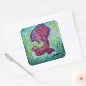 Betta fish watercolor contemporany art vierkante sticker (Envelop)