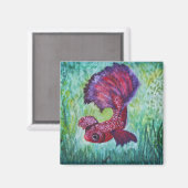 Betta fish-waterverf magneet (Voorkant / Achterkant)