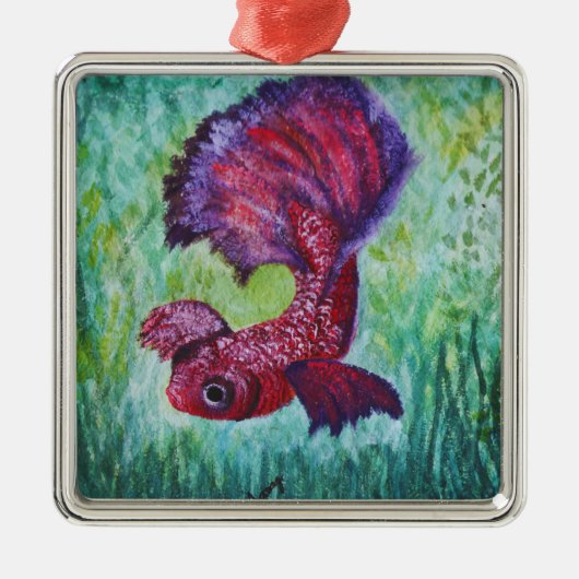 Betta fish-waterverf metalen ornament (Voorkant)
