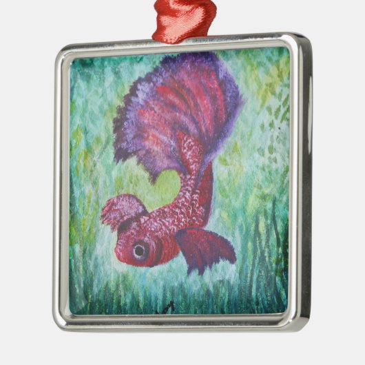 Betta fish-waterverf metalen ornament (Links)