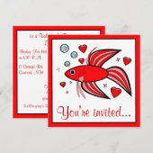 Betta Fish with Hearts Valentijns Party Kaart (Voorkant / Achterkant)