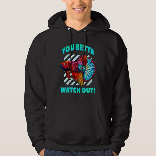 Betta kijkt uit naar Funny Betta Fish Lover Aquari Hoodie (Voorkant)