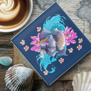 Betta Siamese kempvis Glazen Onderzetter