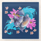 Betta Siamese kempvis Glazen Onderzetter (Voorkant)