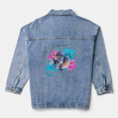 Betta Siamese kempvis Lotusgolven Blauw Denim Jacket (Achterkant)