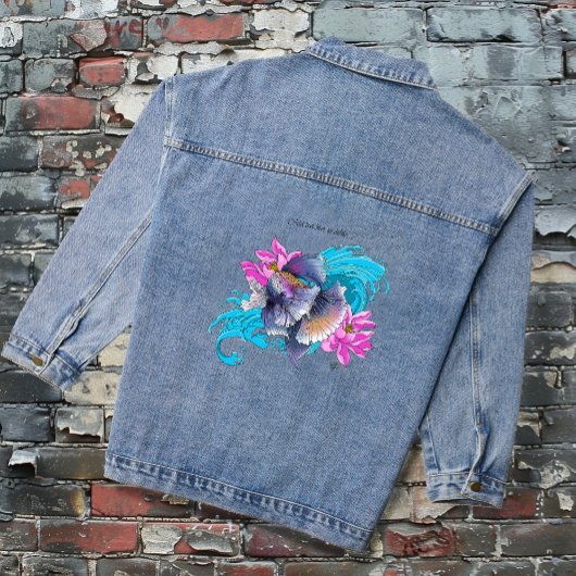Betta Siamese kempvis Lotusgolven Blauw Denim Jacket