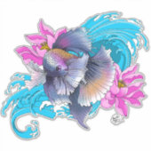 Betta Siamese kempvis Lotusgolven Blauw Sticker (Voorkant)