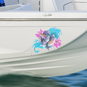 Betta Siamese kempvis Lotusgolven Blauw Sticker