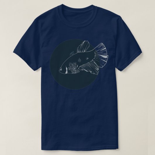 Betta splendens maan halfblauw t-shirt (Design voorkant)