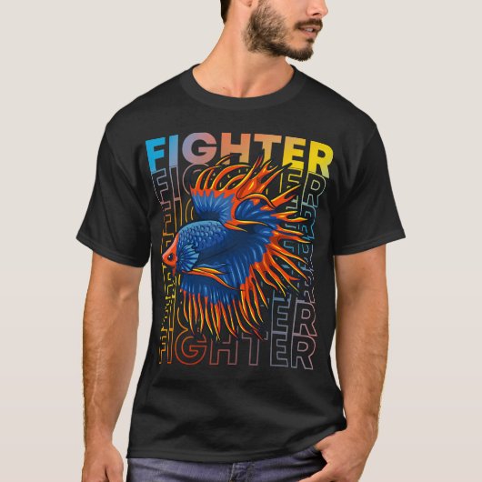 Betta Vis 80's Stijl Siamese Vechtvis T-shirt (Voorkant)