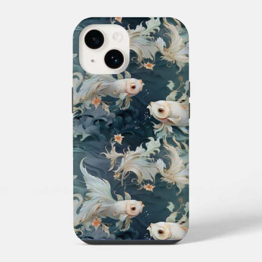Betta Vis Blauw Wit iPhone Hoesje (Achterkant)