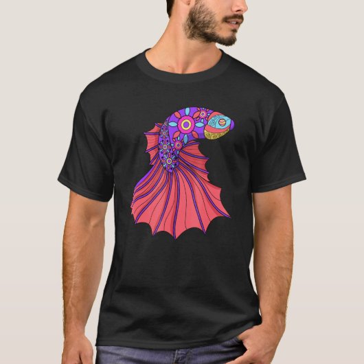 Betta Vis Mandala Siamese Vechtvis Fans T-shirt (Voorkant)