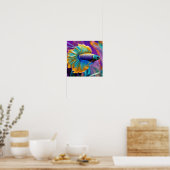 Betta Vissen, blauw goud paars Poster (Keuken)