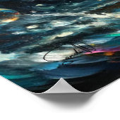 Betta vissen dansen in diepblauwe oceaanbubbels poster (Hoek)