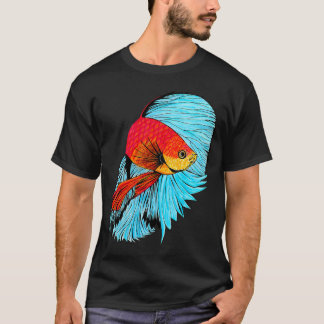 Betta Vissen Kunst - Oranje en Blauw T-shirt