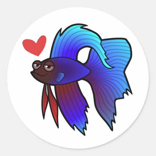 Betta Vissen / Siamese Vechtvissen Liefde Ronde Sticker (Voorkant)