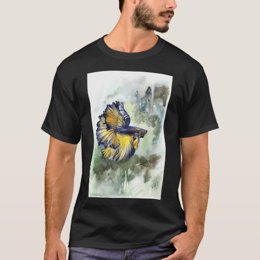 Betta vistentekening met groene achtergrond t-shirt (Voorkant)