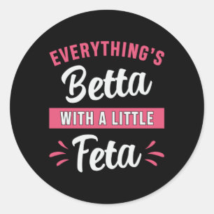Bettavis Betta met een beetje feta vechtvis Ronde Sticker