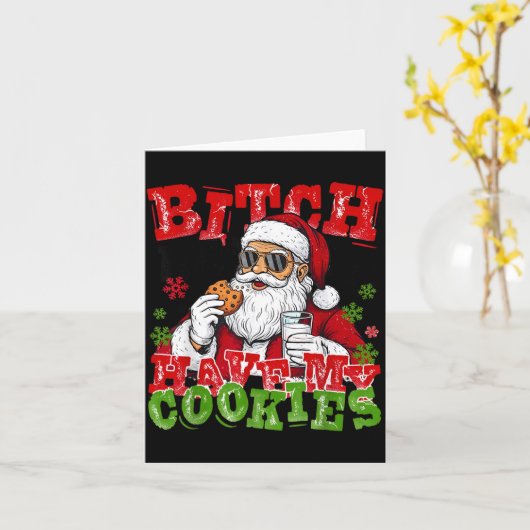 Better Have My Cookies Santa Claus Christmas Funny Kaart (Gele Bloem)