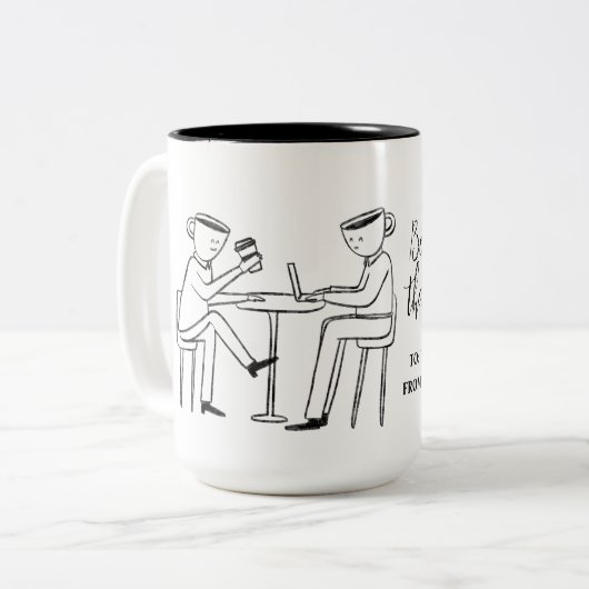 Better latte than never! white tweekleurige koffiemok (Voorkant links)