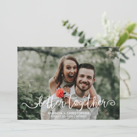 Better samen witte script foto overlay bedankkaart (Staand voorkant)