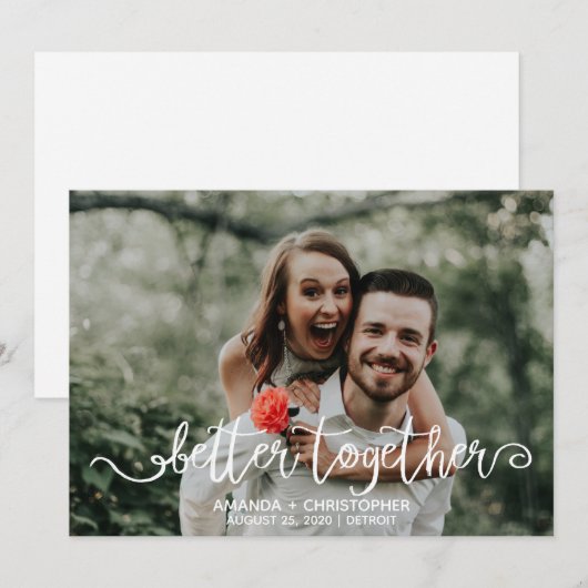 Better samen witte script foto overlay bedankkaart (Voorkant / Achterkant)