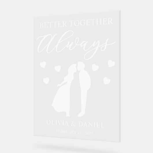 Better Together Always Custom Wedding Acryl Bord (Hoek)