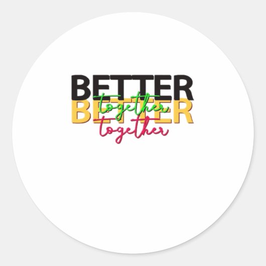 Better Together as a Family Heartfelt Style Ronde Sticker (Voorkant)